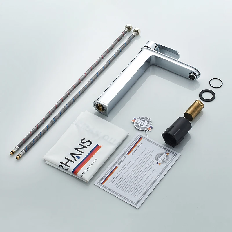 GERHANS Faucet K11122 K11122T Смеситель для умывальника высокий с гайкой Цвет: Хром Чёрная