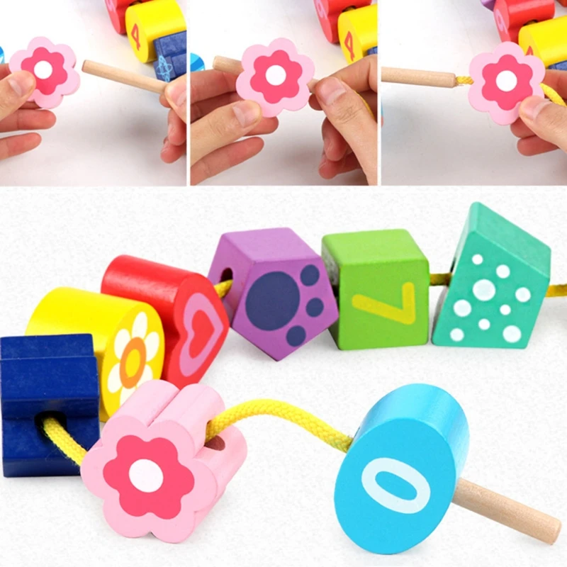 

Baby Wooden Montessori Toy Around Bead Maze Shape Recognition Clock Learning Educational Children Math Toys