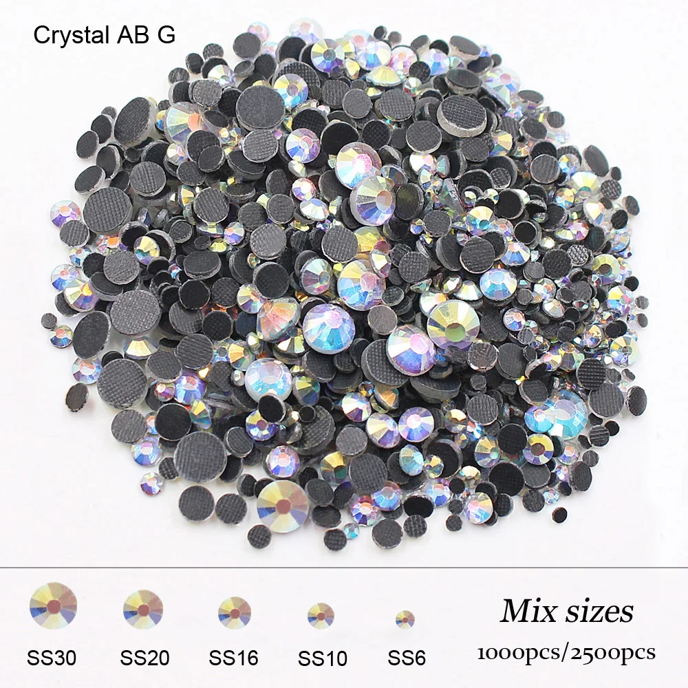 Кристалл страз 2500 шт. смешанные размеры круглые стразы с плоской спинкой Стразы