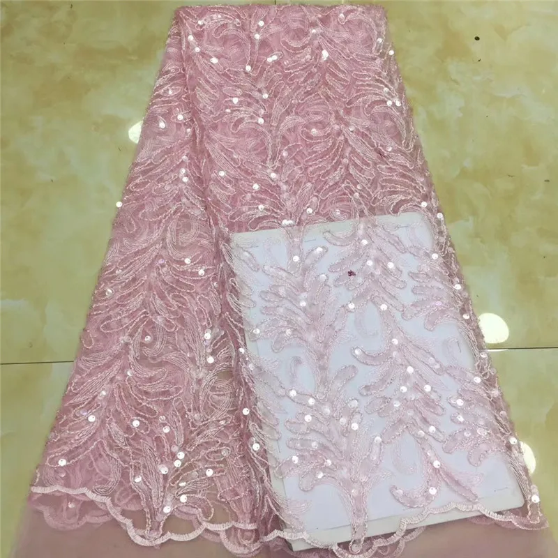 Гипюр Вышивка французская кружевная ткань 2020 фиолетовые пайетки Ткань Материал