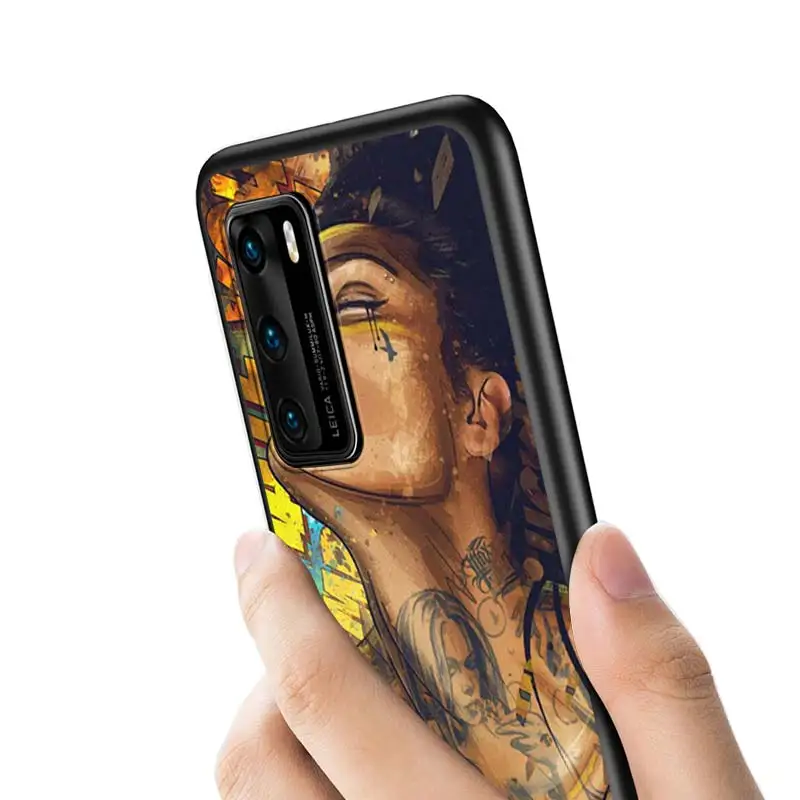 

Sexy Tattoo Girl Fashion For Huawei P Smart Z S Plus 2020 2019 P40 P30 P20 Pro Lite E Plus 5G Lite Bright Black Matte Phone Case