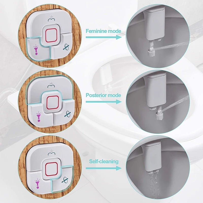 

Non-Electric Cold Water Bidet Toilet Seat Attachment with Pressure Controls,Retractable Self-Cleaning Dual Nozzles