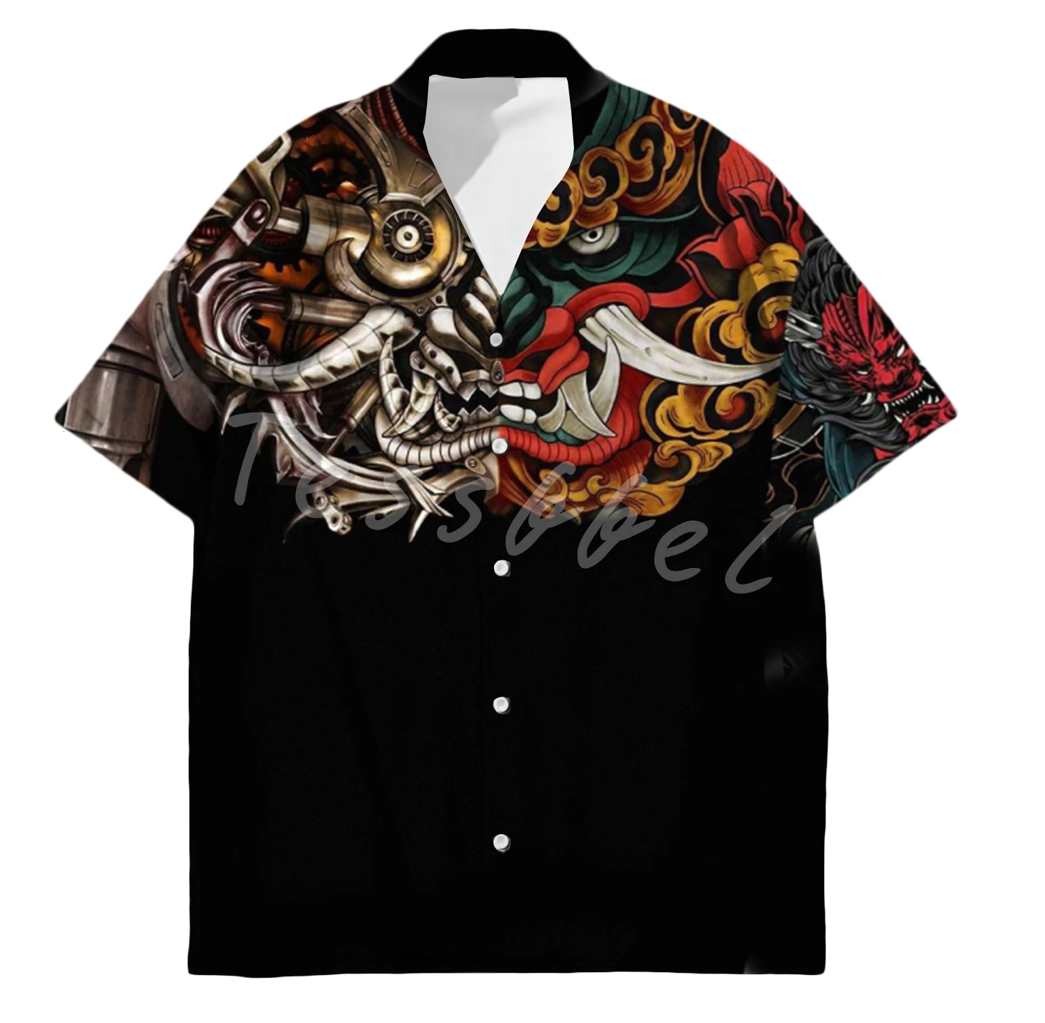 

Tessffel Samurai Japan Tattoo 3D Print Menâ€™s Hawaiian Shirts Beach Shirt Fashion Summer Harajuku Casual Oversize Streetwear S17