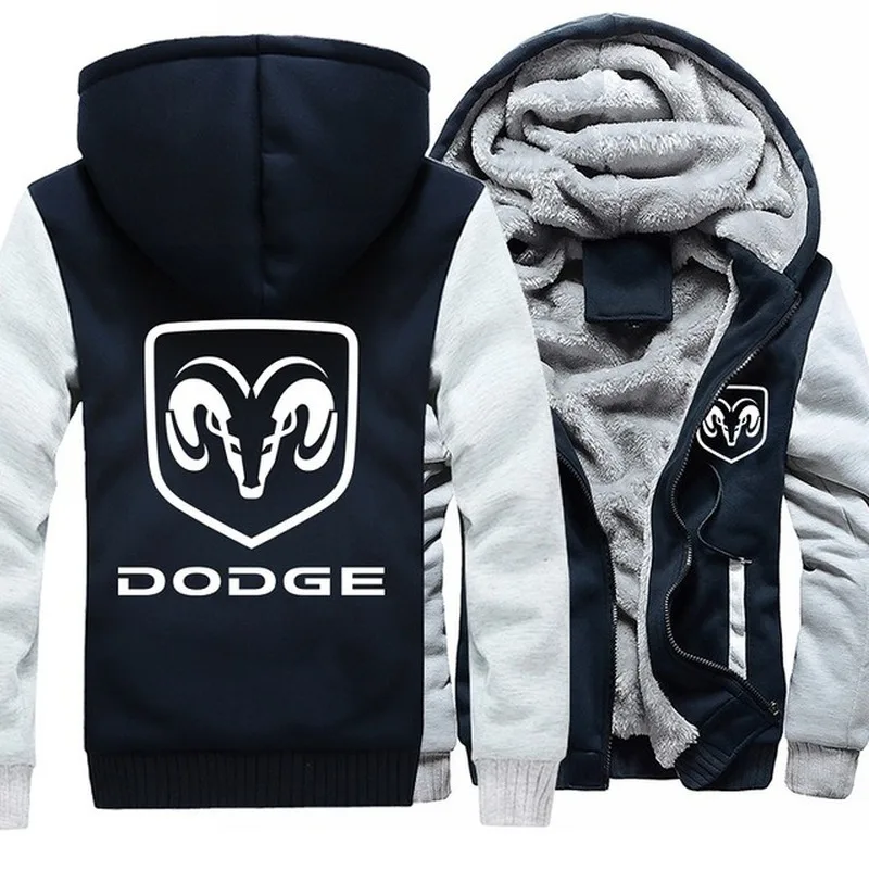 

2020 NEW hot Winter men Hoodies Fleece Hooded Thickenfor DODGE sweatshirt Outwear FashionJacket for male zipper coats