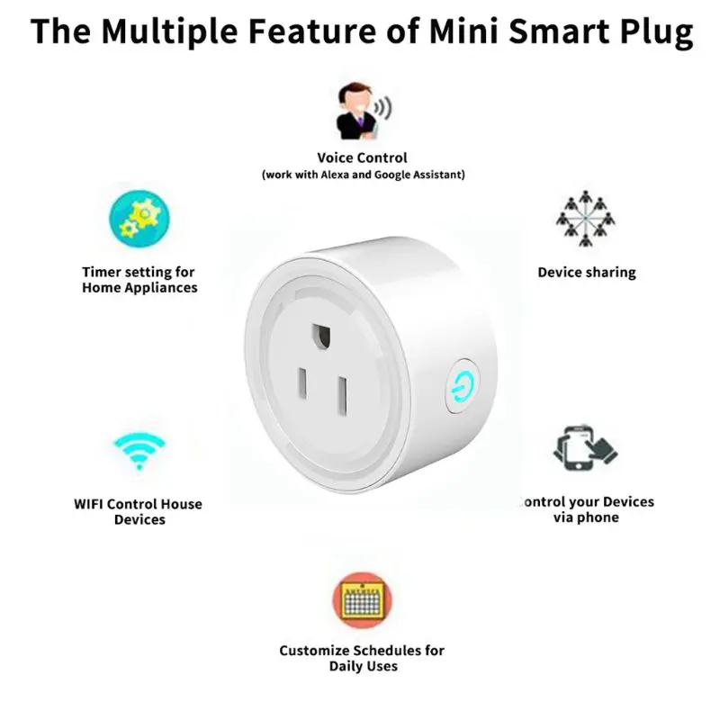 Мини Wi-Fi умная розетка работает с Alexa, Google Home, только 2,4G Wifi, не требуется концентратор,(4 упаковки