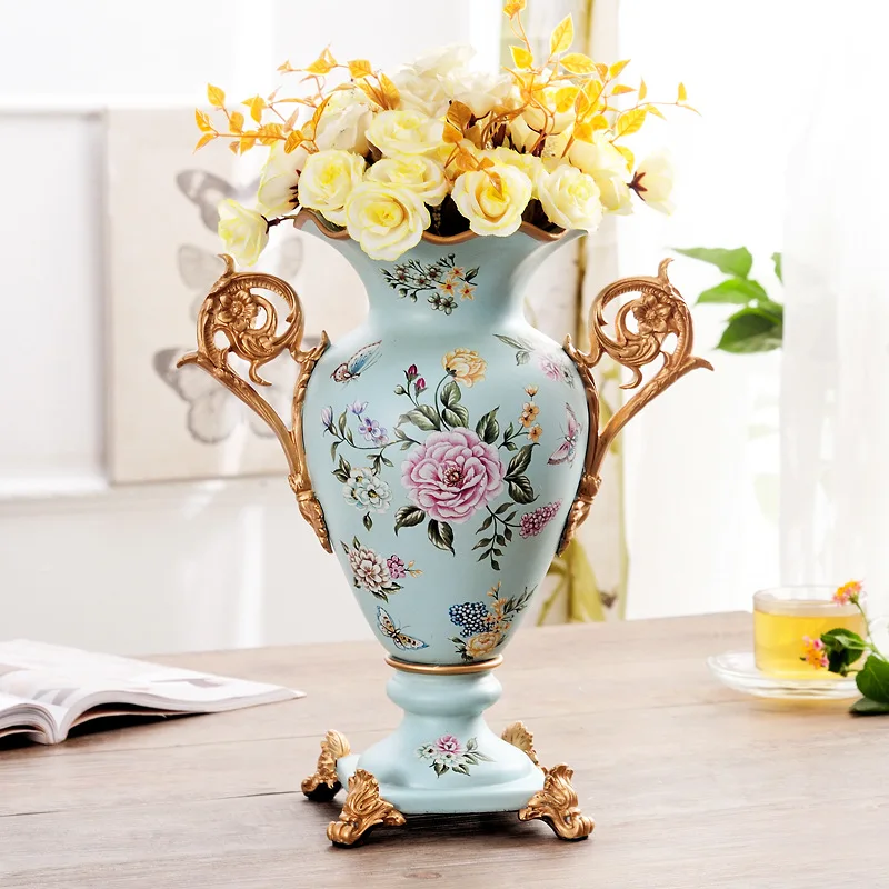 

American pastoral retro-painted ceramics vase flower art American rural living room decorative ornaments dried flower arrange