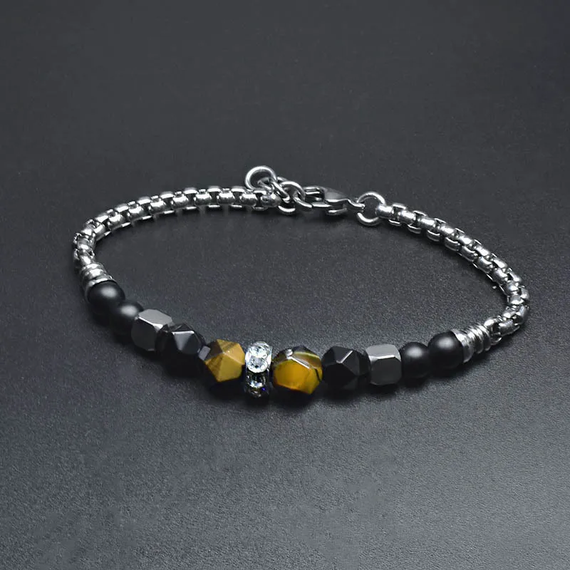 Модный регулируемый браслет из бусин мужской нержавеющей стали для мужчин