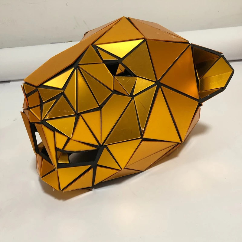 Головной убор Rave в виде животных Золотое зеркало маска для танцев Леопардовый