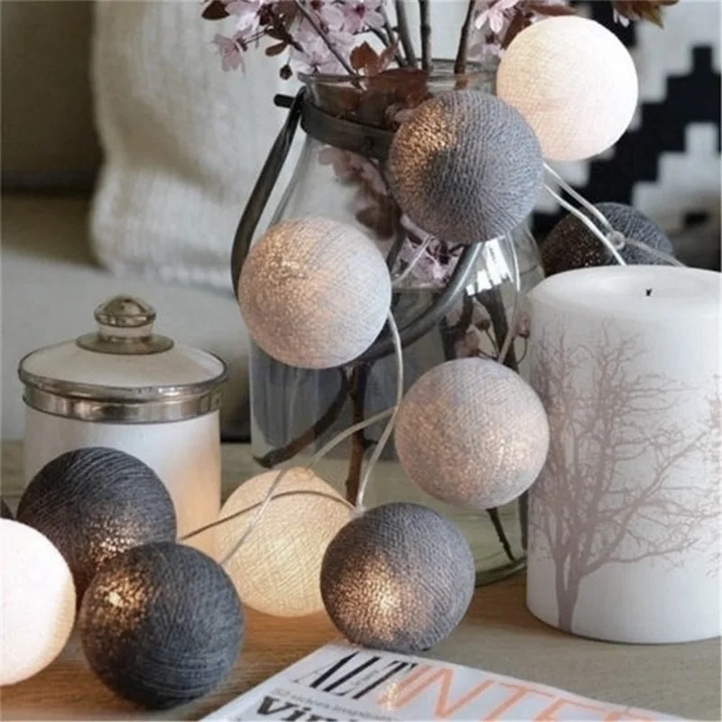 

Cotton Balls Light Chain Christmas Decorations for Home Outdoor String Lights Garland LED Ball Brilliant Chanukah Salon New Year