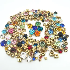 Бесплатная доставка! Стеклянные стразы разных цветов в форме когтей, с золотыми когтями, для самостоятельного украшения свадебного платья