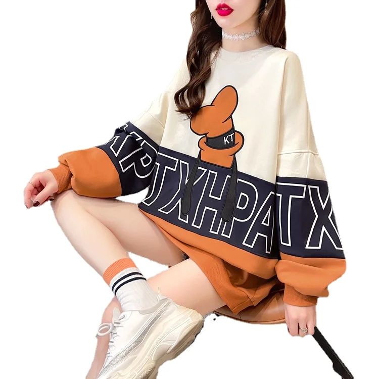 

Thin Sweater Women's Lazy Wind Korean Loose 2021 Spring and Autumn New Design Sense of Foreign Style Medium Long Coat Sweatshirt