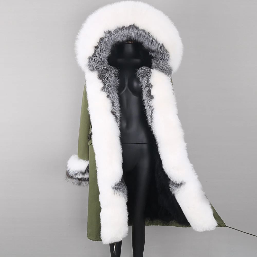 Enlarge Lavelache New Women Winter Jacket High Quality Real Fox Fur Coat X-Long Female Parka Brand Clothing Thick Warm Fur Streetwear