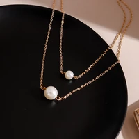 2022 new trendy imitation pearl pendant necklaces fashion gold color necklaces elegant winter women sweater chains jewelry gifts