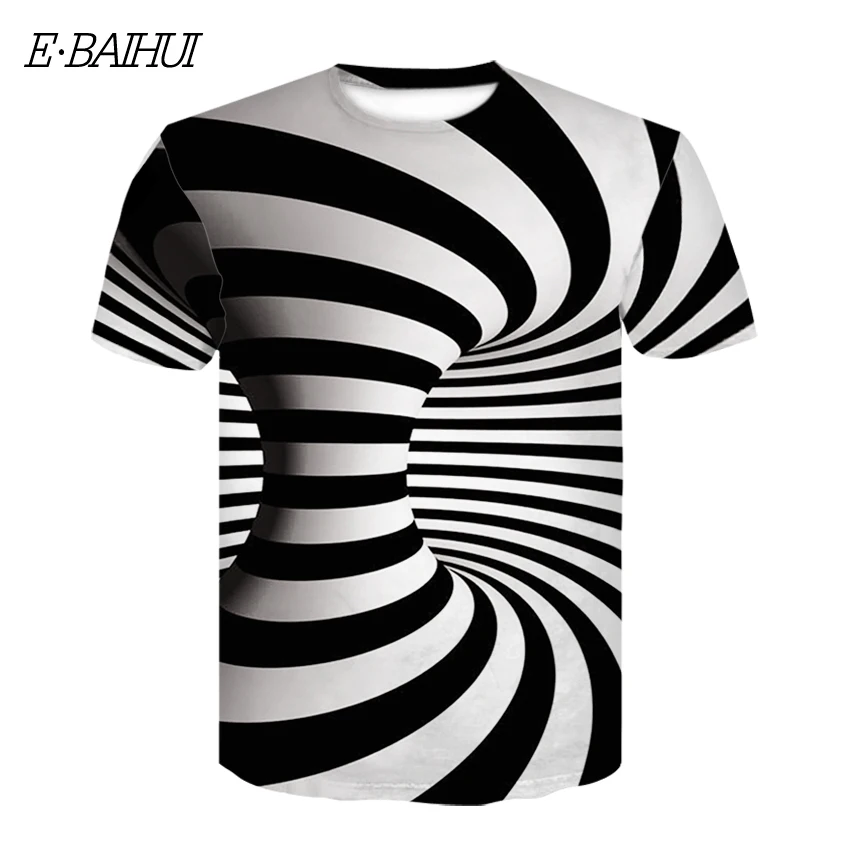 Футболка с короткими рукавами Unisxe черно белая футболка гипнотическим принтом