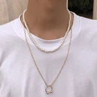 Шисинь Новый Модный комплект из 2 предметов, многослойное ожерелье из окисленного жемчуга набор для мужчинЖенская обувь в стиле панк, в стиле хип-хоп, модное ожерелье, украшения на шею 2021 подарки