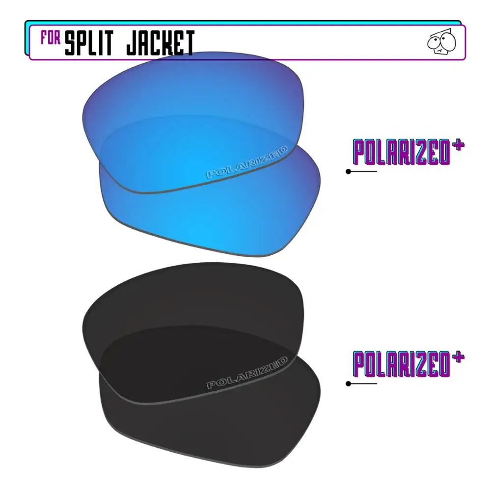 EZReplace Polarized Replacement Lenses for - Oakley Split Jacket Sunglasses - BlackPPlus-BluePPlus