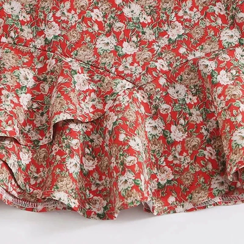 

2020 New Summer Print Ruffles Skirt Women Casual Above Knee Mini A-line Short Skirt