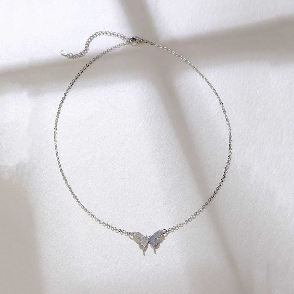 

Stylish Personality Minimalist Alloy Butterfly Pendant Necklace Delicate Butterfly Lady Chain Neck Chain