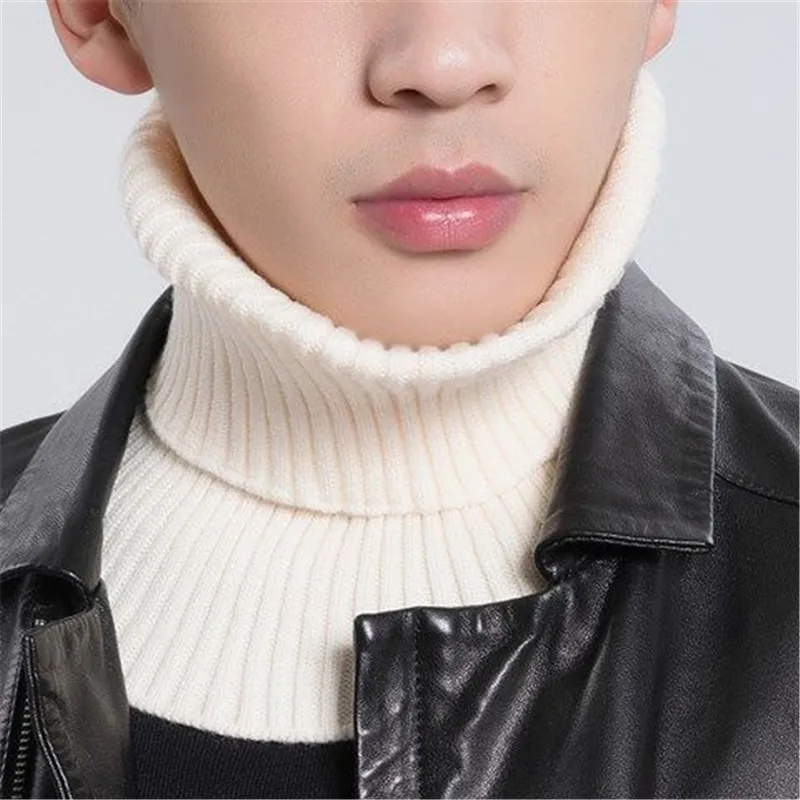 

Knitted False Collars for Mens Autumn and Winter Woolen Scarf Thickened Turtleneck Fake Collar Neck Guard Collar Winter Scarf