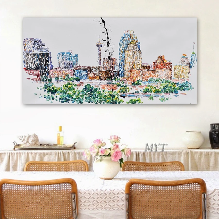 Новая красочная 100% абстрактная Палитра с ручной росписью нож картина маслом