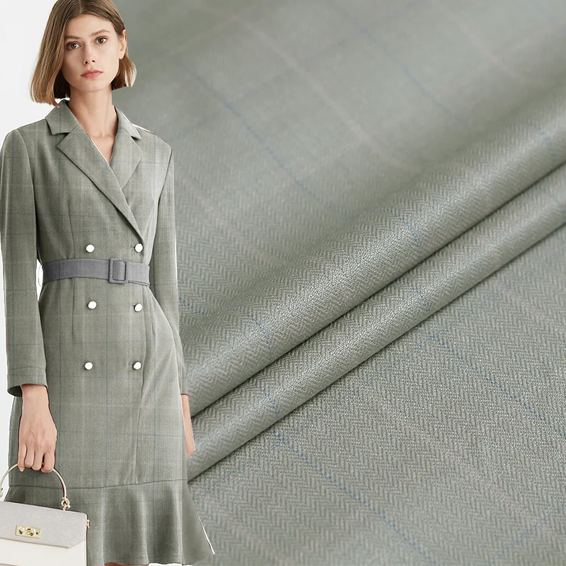 

Pearlsilk Japanese Herringbone Plaid Worsted 100%Wool Fabrics Garment Material Autumn Women Jacket Sewing Cloth Freeshipping