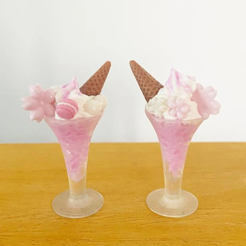 

1pcs Pink Ice Cream Cup 1:12 1:6 1:8 Dollhouse Miniature Ice Cream Cup Model Dolls Kitchen Food Accessories