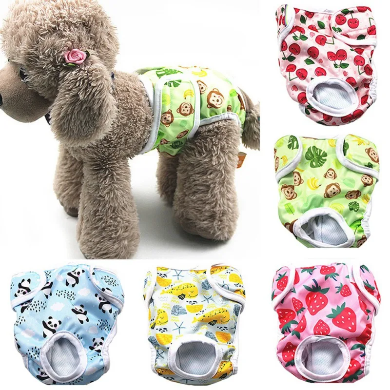 XS-XL Cartoon Printed Dog Diaper Physiological Pant Washable Shorts Briefs for Girl Dogs Sanitary Female Dog Panties Short