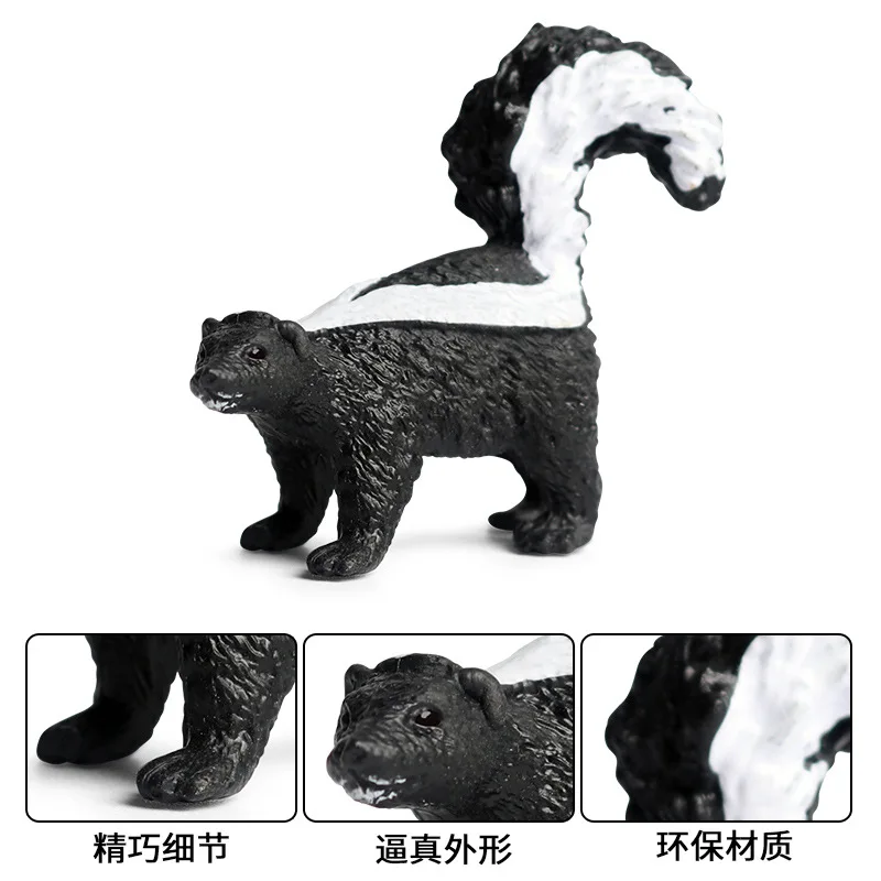 

New mini simulation animal small skunk children's cognitive solid toy wild animal children's model toy decoration