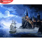 Набор пейзажей HUACAN сделай сам, холст для рисования, ручная роспись, картины по номерам, парусник, украшение для дома, подарок для творчества