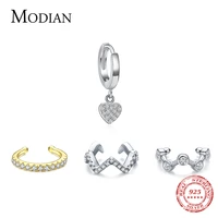 modian real 925 sterling silver geometric sparkling clear cz huggie ear cuff for women fashion party jewelry accessories arete
