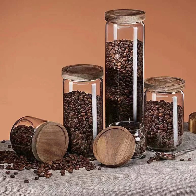 Контейнер для еды с деревянной крышкой, емкость для хранения чая, кофе .