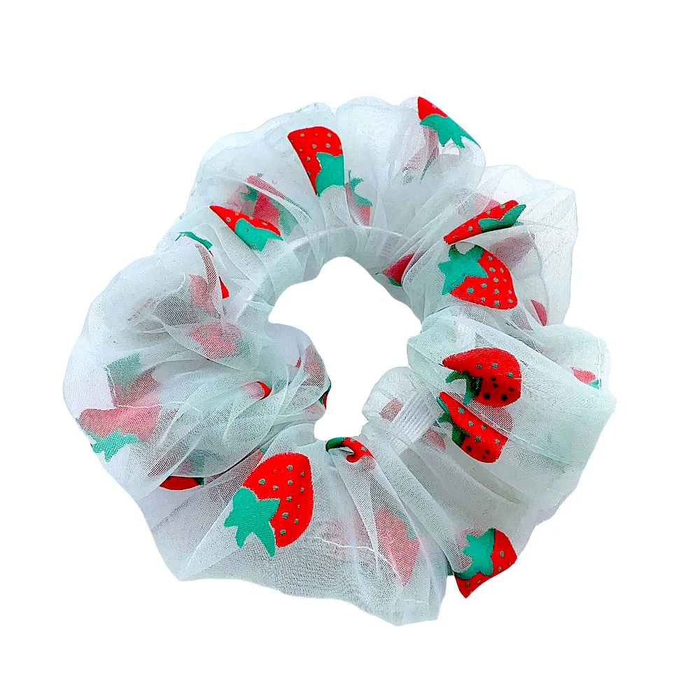 

ZXDJHELF Strawberry Printed Mesh Scrunchie Elastic Hair Band Hair Ties Girls Cute Ponytail Holder Headwear Hair Accessories F638