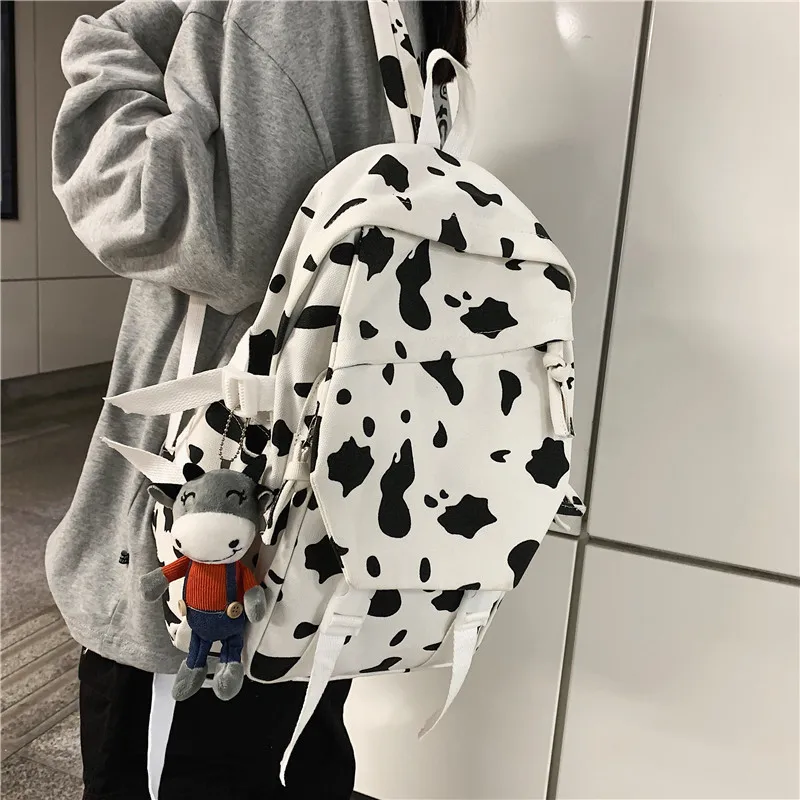Kawaii Студенческая школьная сумка с принтом зебры из коровы женский рюкзак в стиле