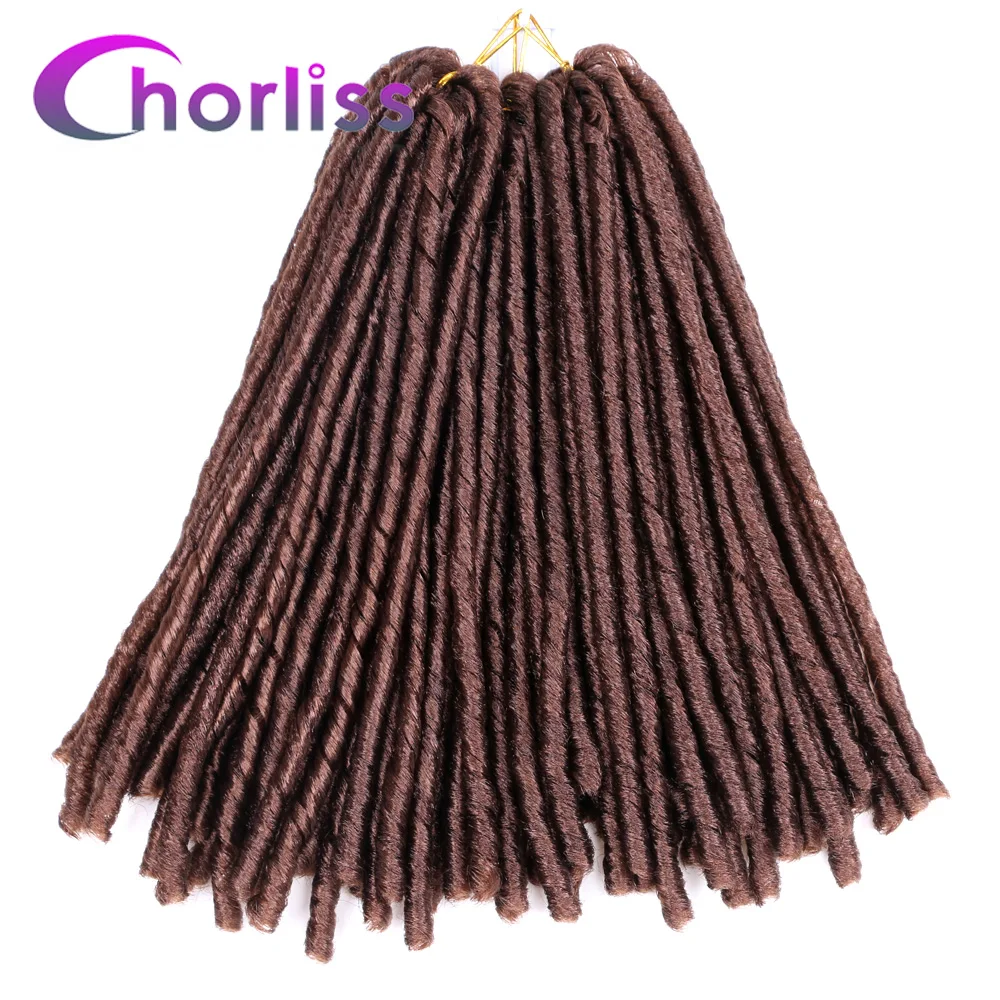 Dark Brown 30 Мягкие искусственные локоны в стиле Crochet косички Ombre Jumbo Dread прическа африканская цветная синтетическая косичка наращивание волос черный коричневый Locs - Цвет: Dark Brown 30