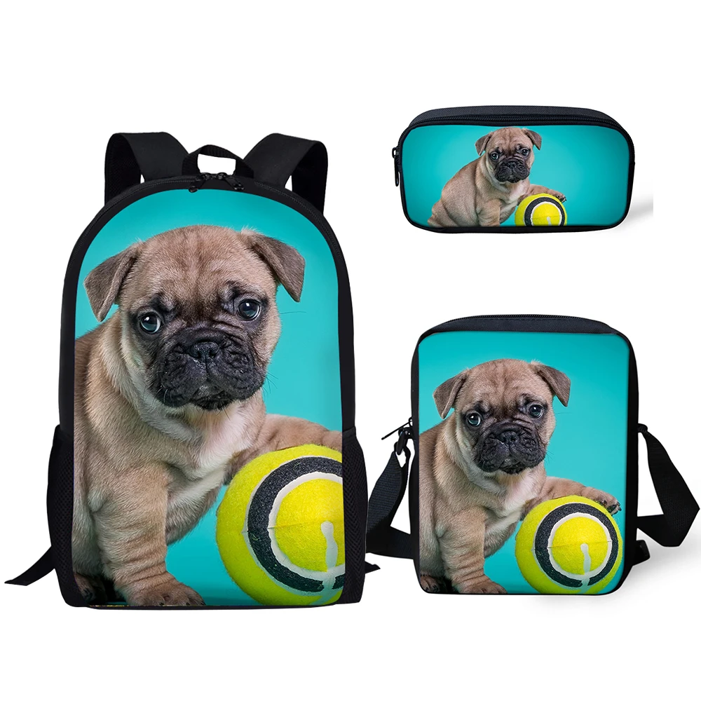 HaoYun Children's Backpack Kawaii Little Bulldog Pattern School Bags Lovely Animal 3PC/Set Students Back to School Book Bags