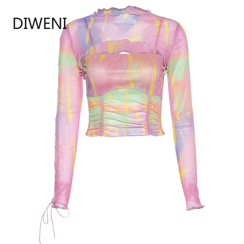 DIWEINI сексуальный Модный женский комплект из двух предметов футболка весна лето