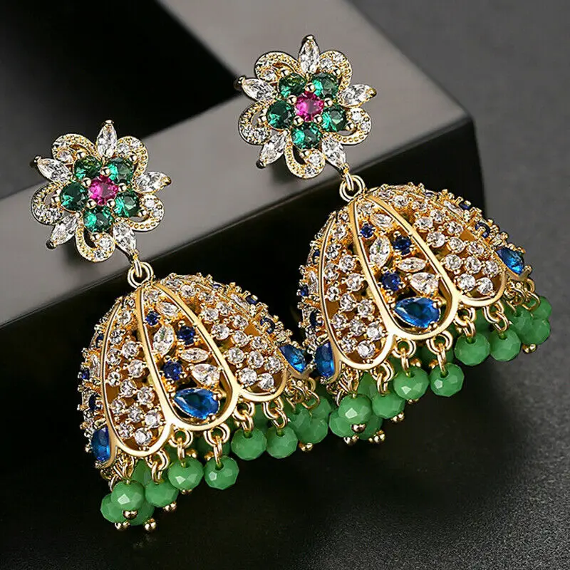 Индийский стиль Jhumka Болливуд искусственные драгоценности колокольчики висячие