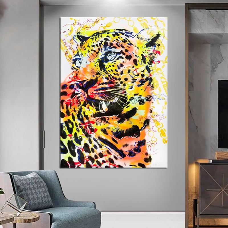 Картина маслом дикий Ягуар современный постер с HD изображением акварели картины