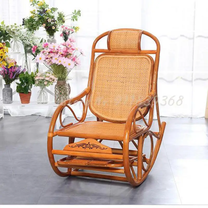 Кресло качалка из натурального ротанга для взрослых ленивый стул отдыха балкона