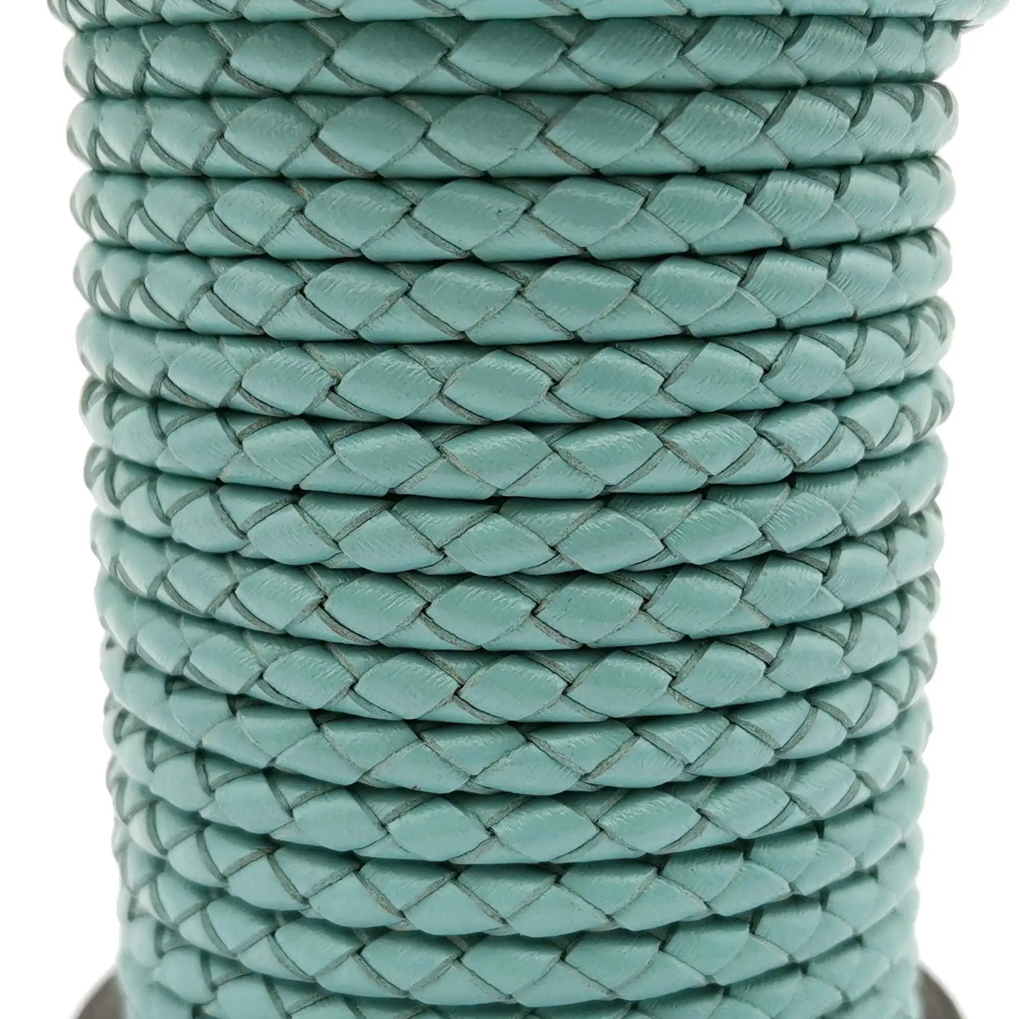 

5 Yards 4mm Baby Blue Braided Leather Cords Woven Folded Genuine Strap Jewelry Making Bolos Tie