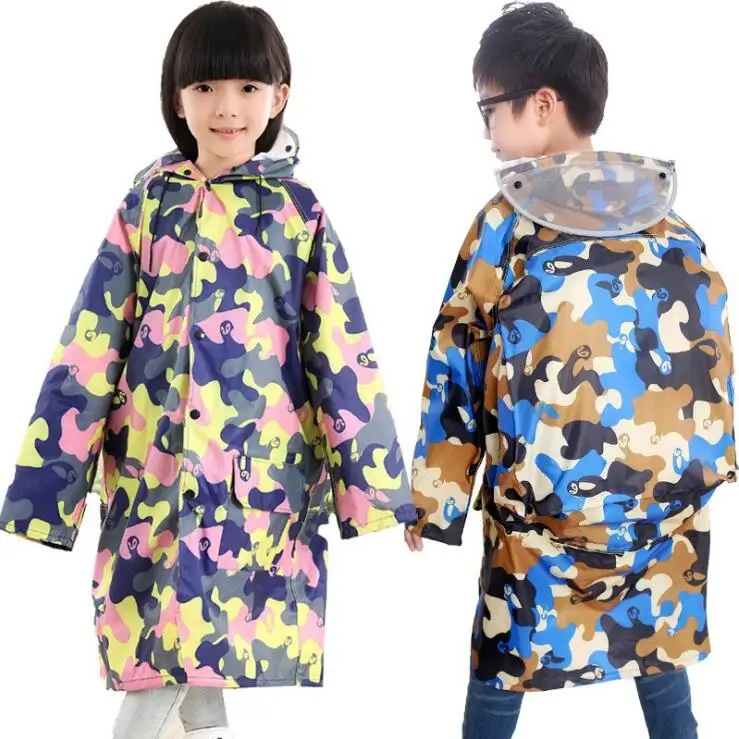 Утолщенная дождевая одежда для детей детская камуфляжная дождевик прозрачная
