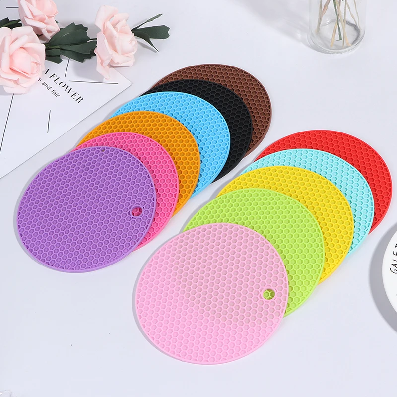 1 шт. 14х14 см Силиконовая матовая подставка круглые сотовые грелки нескользящий