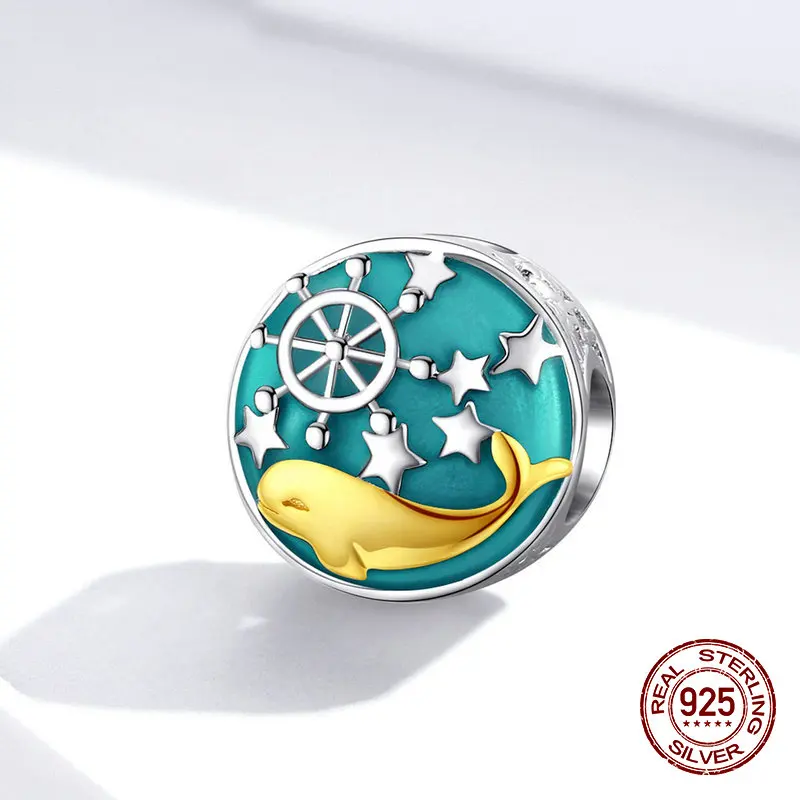 womak enamel whale round beads fit bangle charms bracelet 925 sterling silver charm women luxury jewelry DIY gift | Украшения и