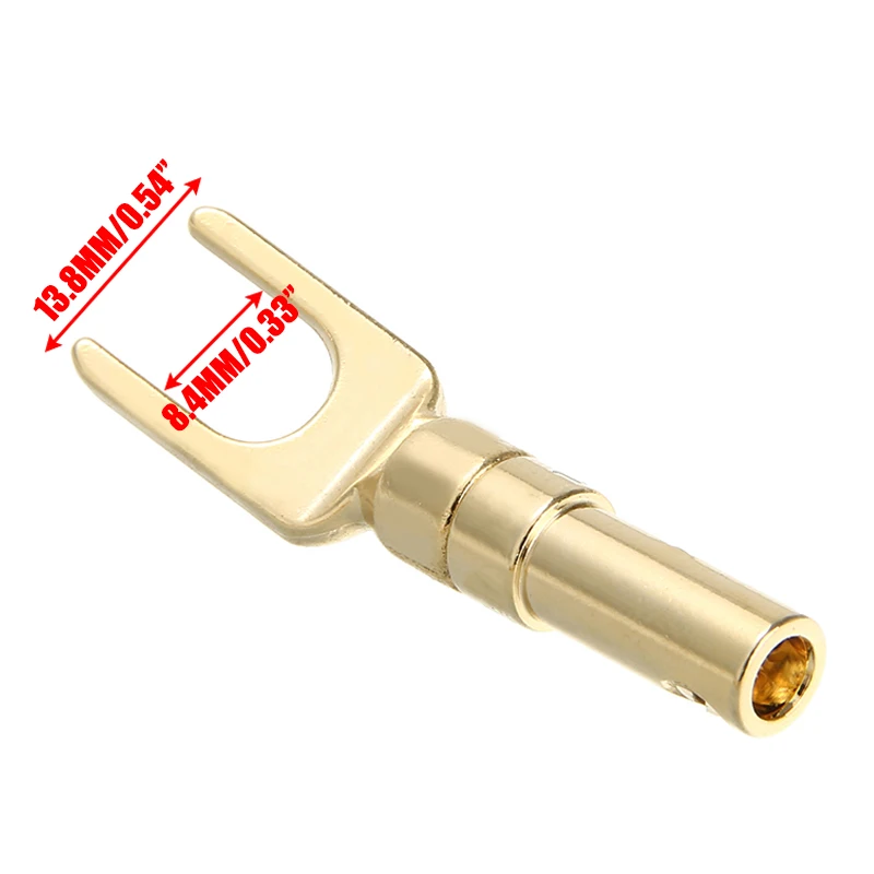 4 шт. Y вилка Банан динамик позолоченный Медь банан вилки Соединительный адаптер