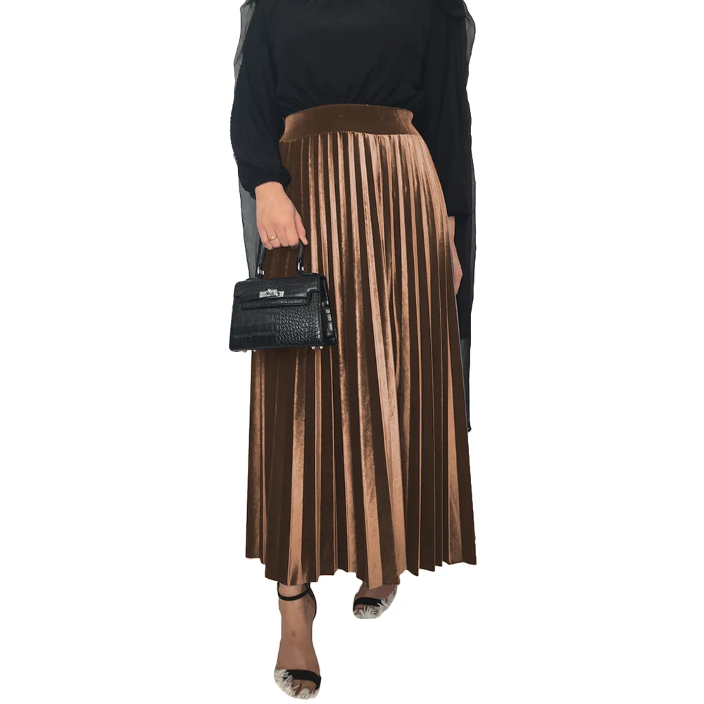 Юбка женская бархатная Плиссированная длинная облегающая Макси-юбка с