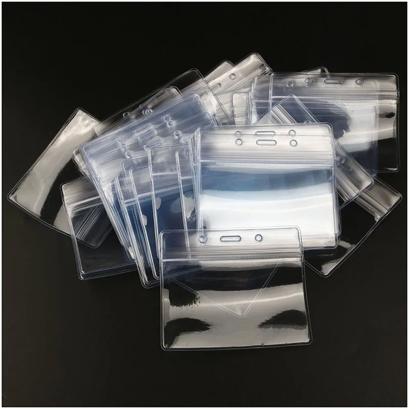 

New Disposable Dispenser 100pcs Waterproof Plastic Horizontal Name Tag Insignia coin ID card holder