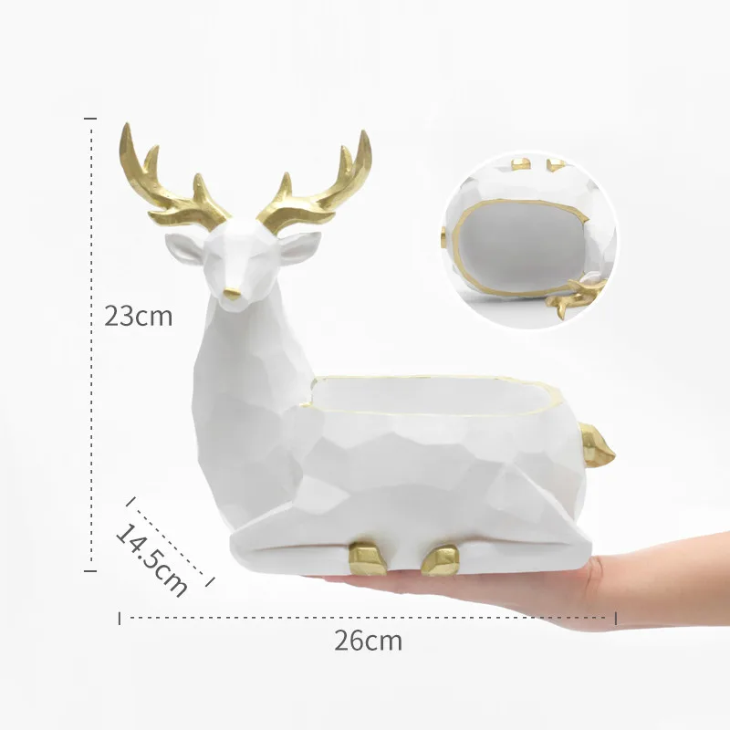 

Nordic Resin Creative geometric deer Desktop storage box Entrance key living room Decorative ornaments Snack home decoration MJ