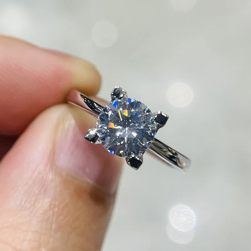 

New design double letter W diamond 1.5 carat diamond female ring engagement anniversary wedding silver jewelry
