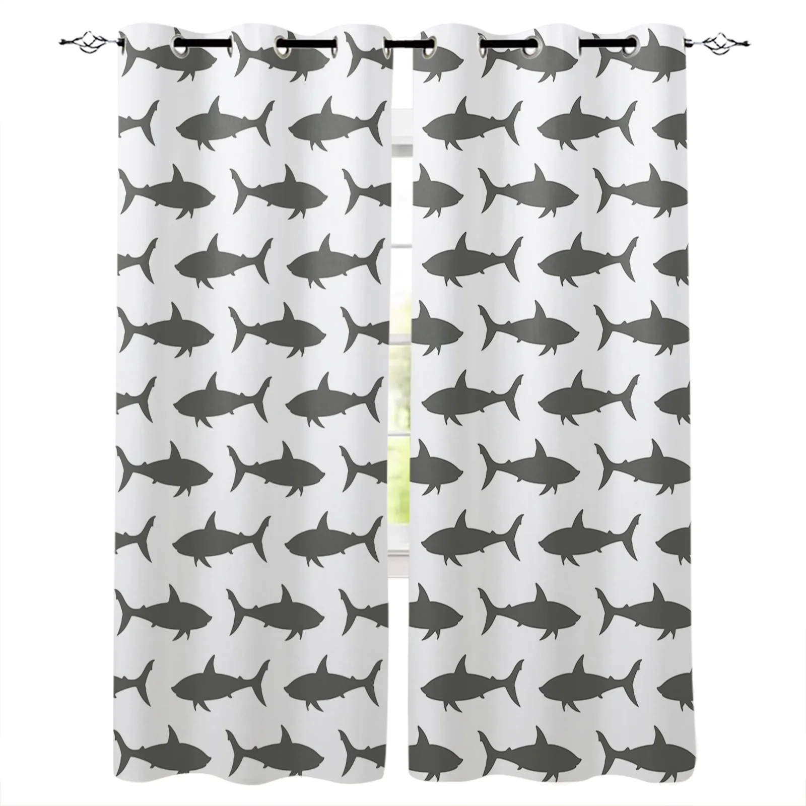 

Акула текстура простой силуэт море фотоэлемент в спальне гостиной зала для Дома кухни оконные драпировки