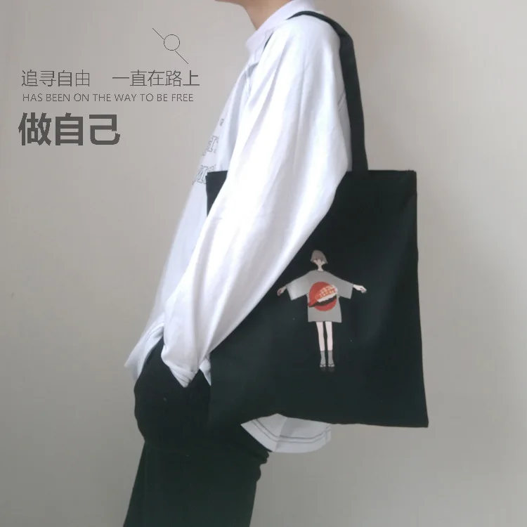 

2019 New Fashion Women Shoulder Bags Cartoon Printing Casual Tote Canvas Cartoon Fashion Student Shopping Bags Girls Handbags